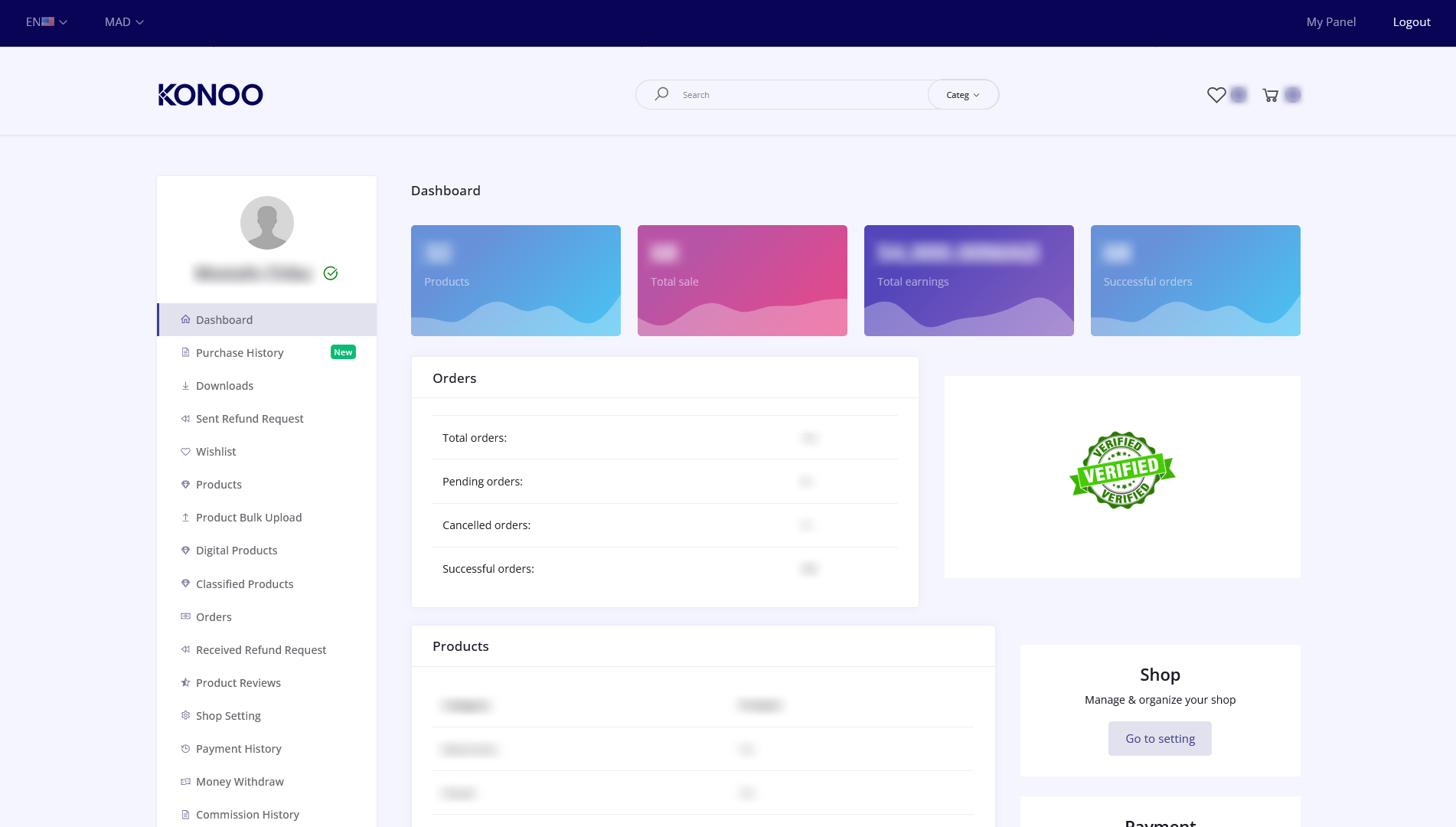 Vendor Dashboard Preview